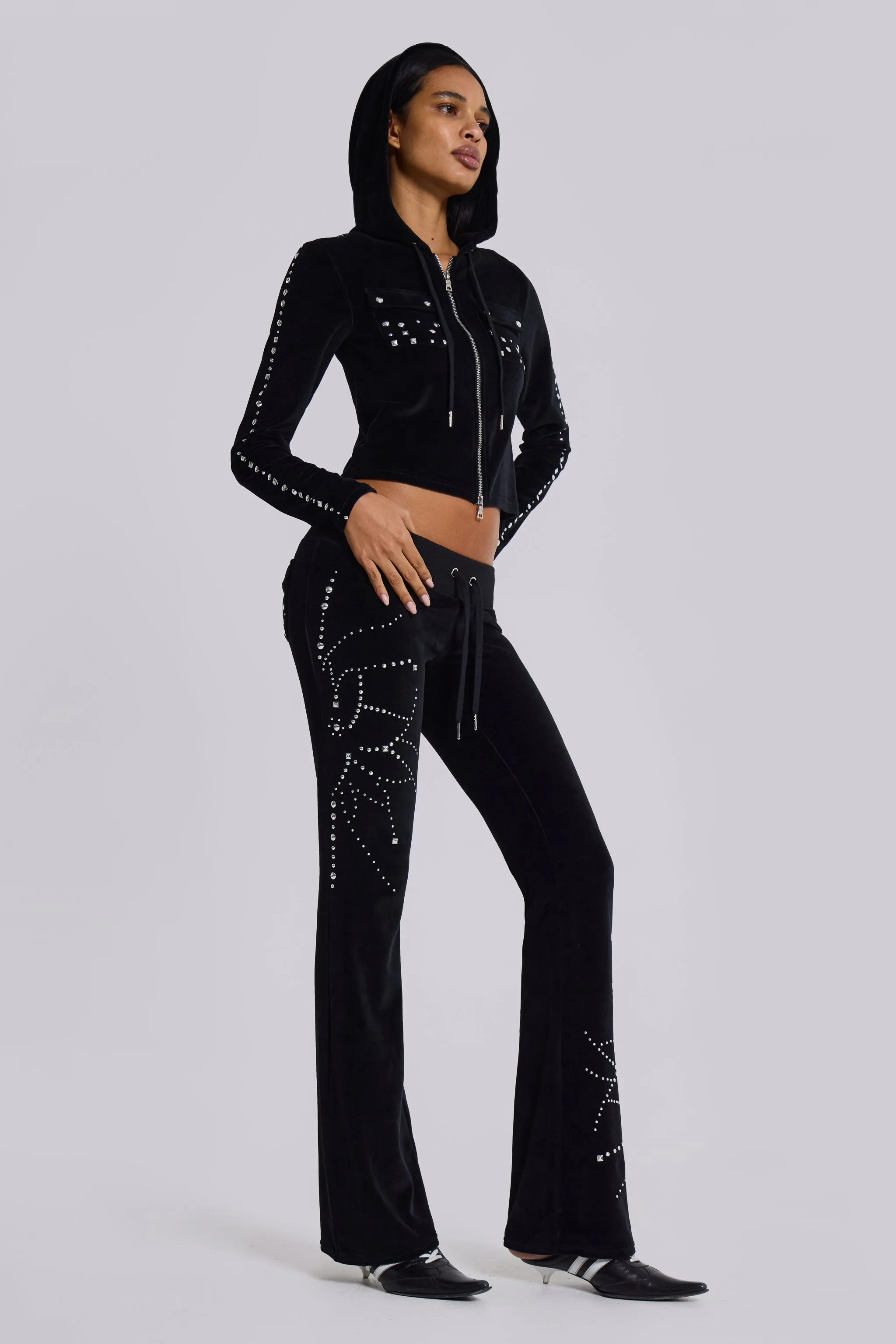 Superset Studded Velour Bootcut Trousers