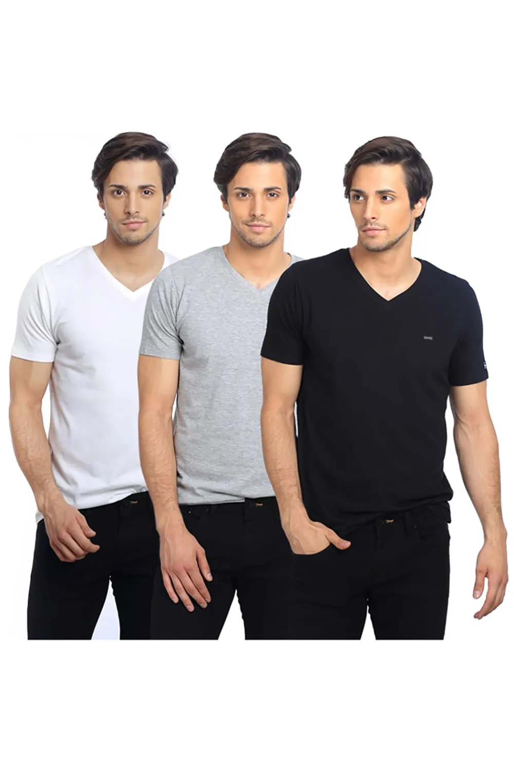 V - Neck Muscle Fit Half Sleeves Tees