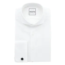 White Egyptian Cotton Non Iron Dress Shirt, Spread Collar and French Cuffs