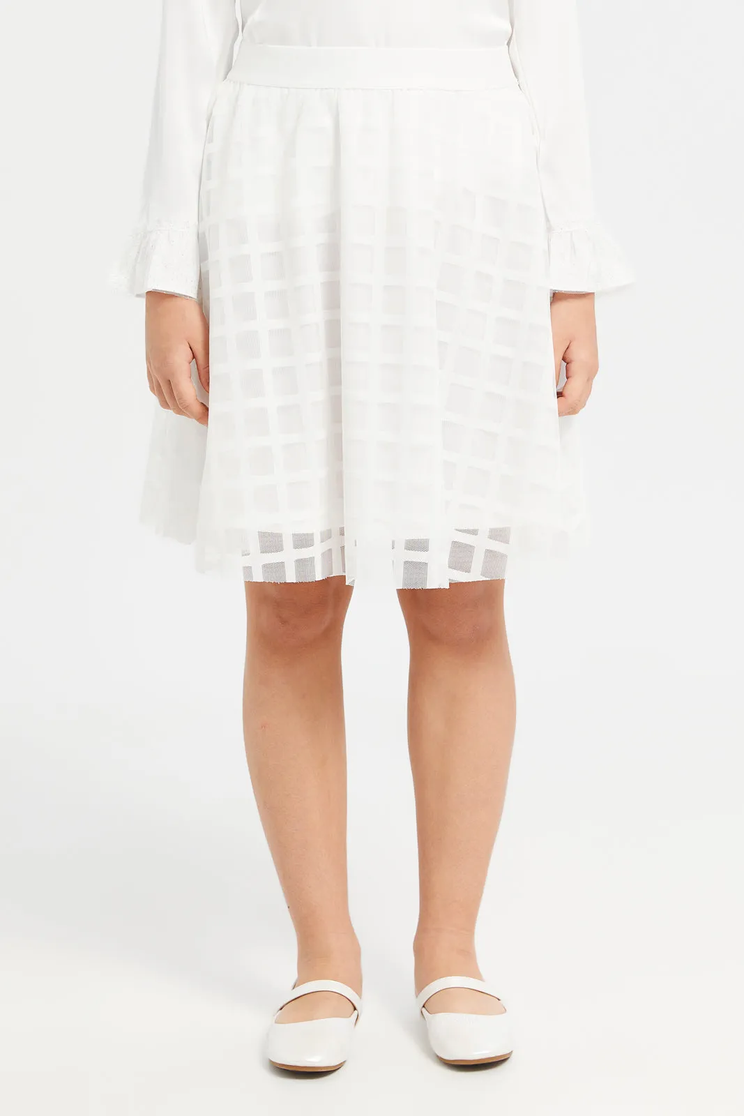 White Jacquard Skater Skirts