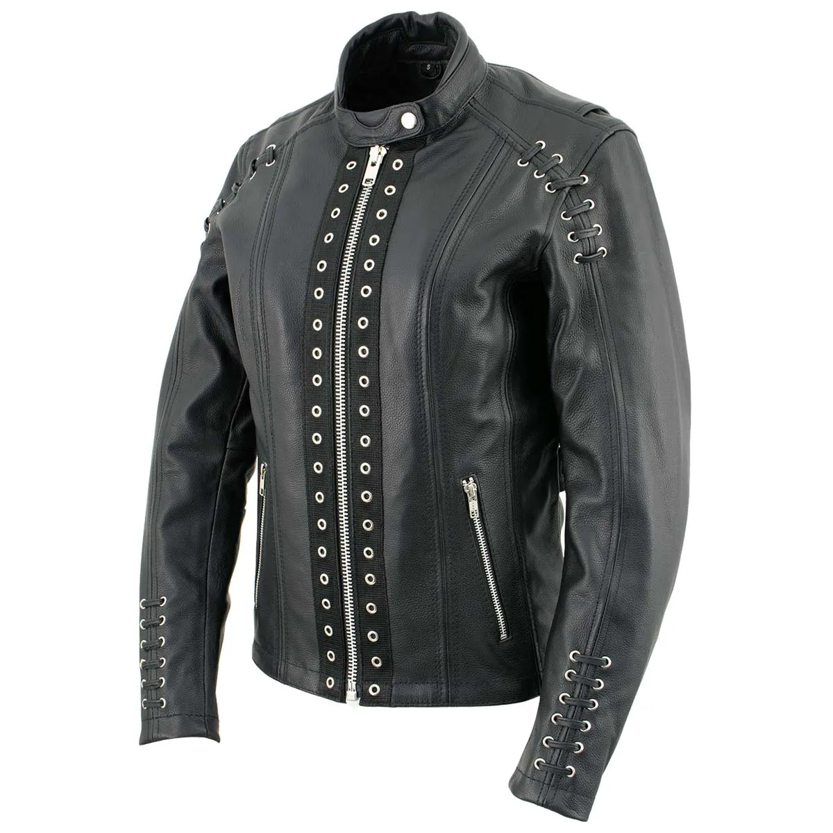 Xelement XS631 Women's 'Raven' Black Premium Cowhide Motorcycle Rider