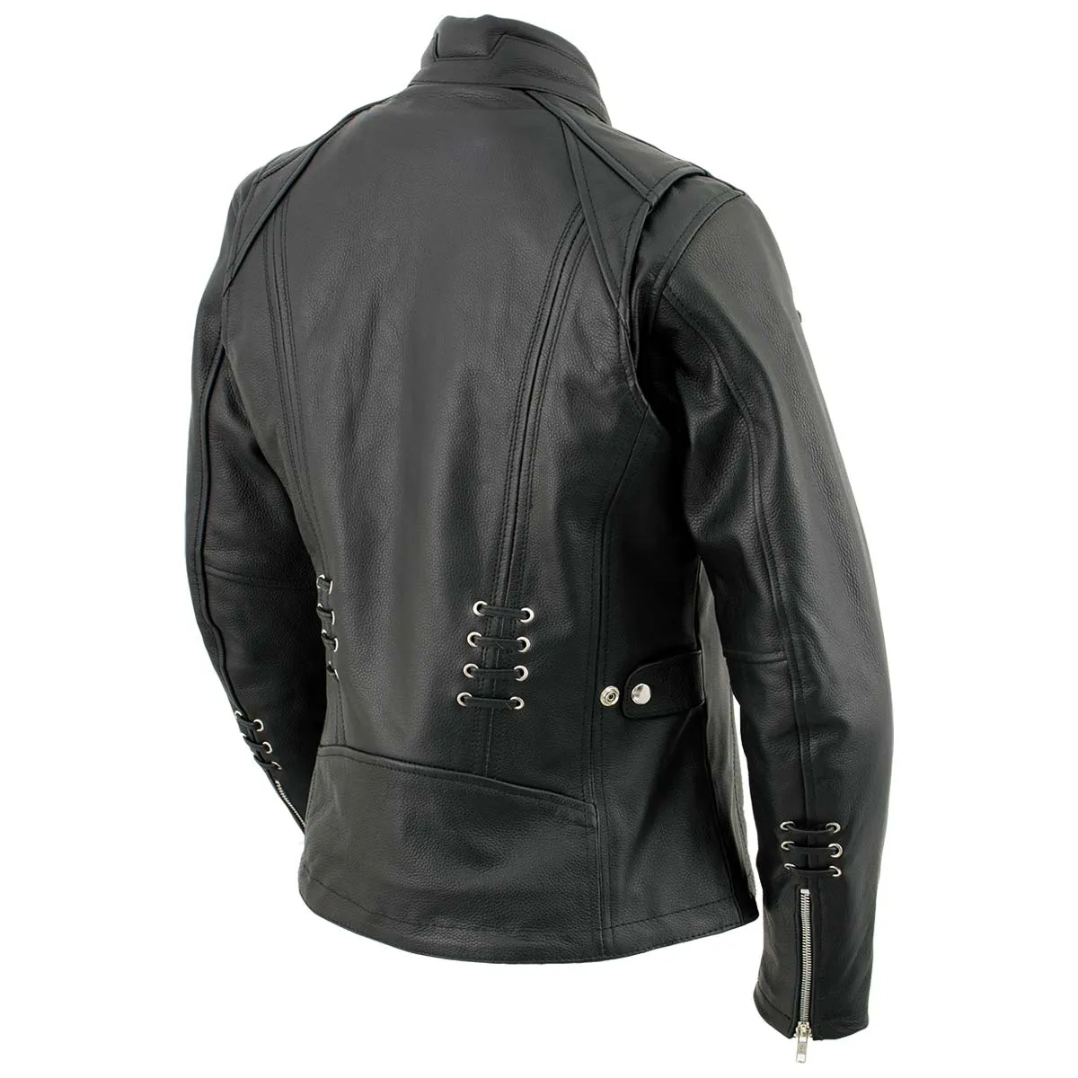 Xelement XS631 Women's 'Raven' Black Premium Cowhide Motorcycle Rider