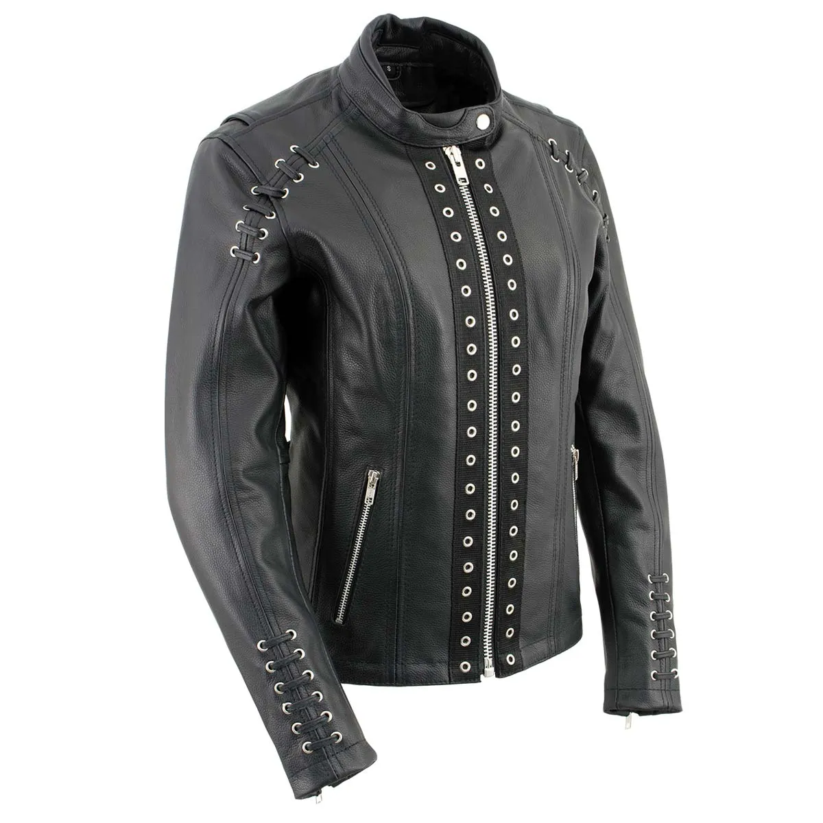 Xelement XS631 Women's 'Raven' Black Premium Cowhide Motorcycle Rider