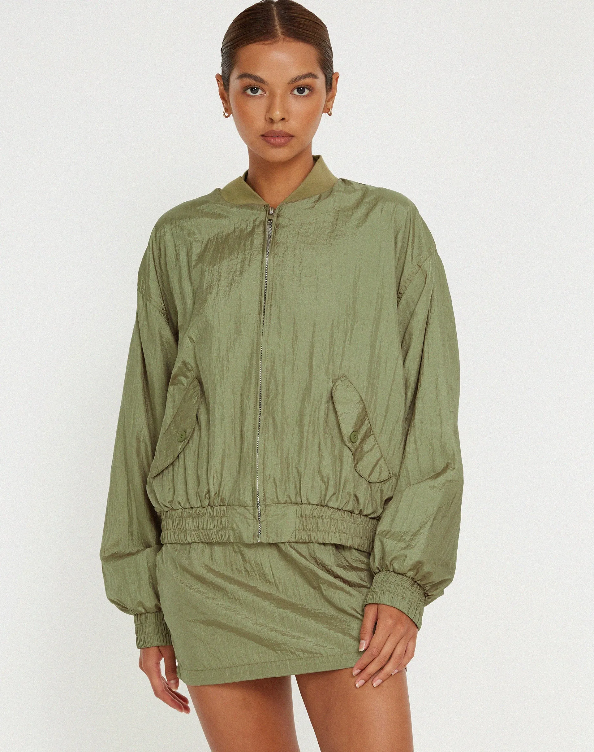 Yuu Shell Jacket in Silver Green